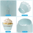 thumbnail image 3 of Uxcell Cupcake Wrappers Paper, 50 Pack Baking Cups Standard Rose Decoration for Anniversary Birthday Light Blue, 3 of 6
