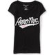 thumbnail image 1 of Aeropostale - Camiseta gráfica con cuello en V para mujer, color negro, talla XS Aeropostale Camiseta gráfica, 1 of 1