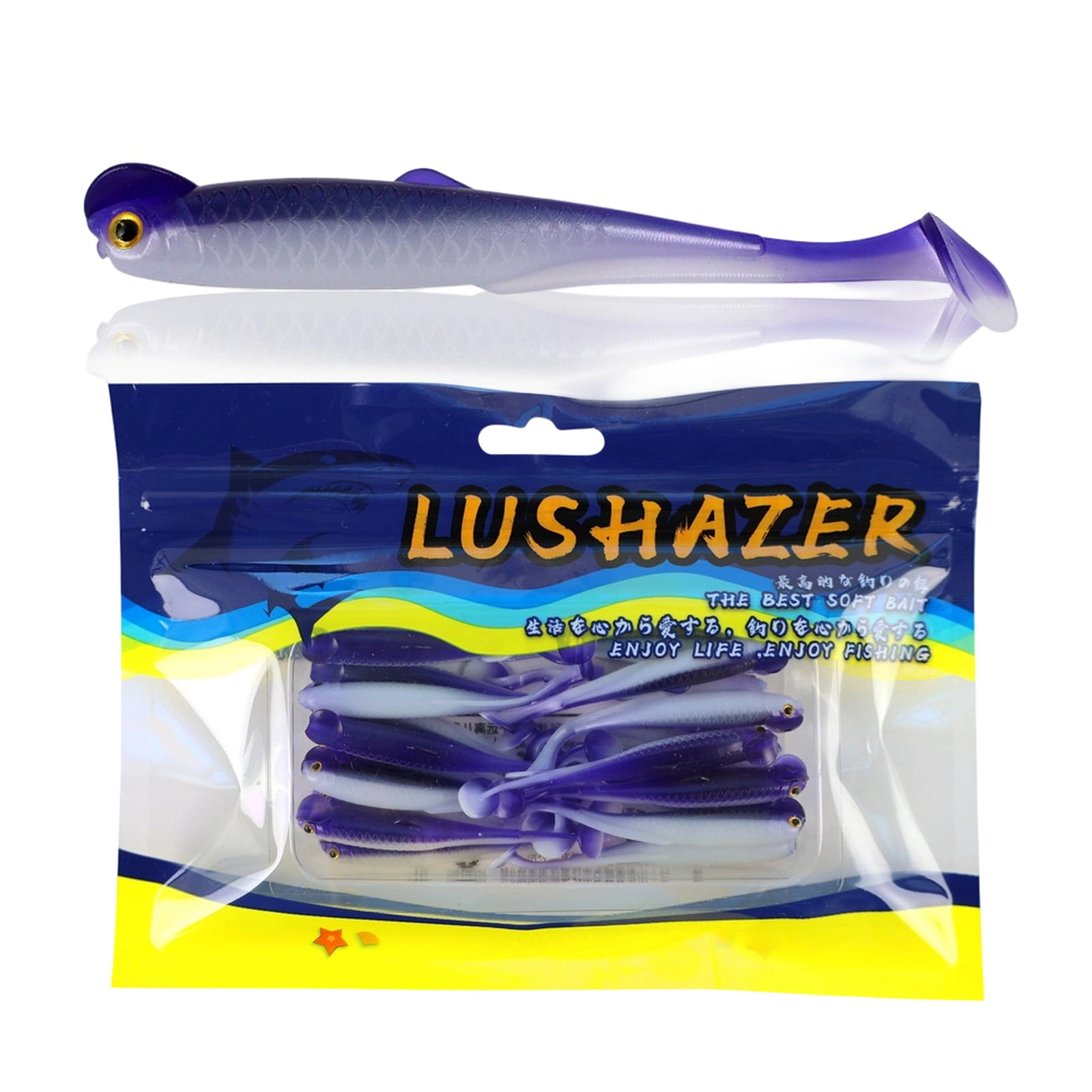 Scented T-Tail Soft Swimbaits 20-Pack Multicolor Realistic Worm Lures for Jig Head Rig Fishing Gear White