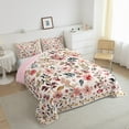 thumbnail image 3 of Feelyou Botanical Floral Leaf Full Size Comforter Sets, Fashion Pink Flower Bedding Comforter Set, Teens Women Girls Reversible Bedding Sets, Breathable Home Decor, 3pcs, 3 of 8