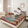 thumbnail image 3 of Manfei Vintage Bass Fish Bed Sheets, Rustic American Flag Full Size Sheets, Red Navy Beige, 4pcs, 1 Flat Sheet, 1 Fitted Sheet and 2 Pillowcases, 3 of 6