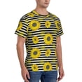 thumbnail image 2 of Qekee Sunflowers On Black And White Stripes Classic Fit T-Shirt Men's Shirt Men's Tight Short Sleeves for Exercise, Running, Mountaineering - Sunflowers On Black And White Stripes, 2 of 9