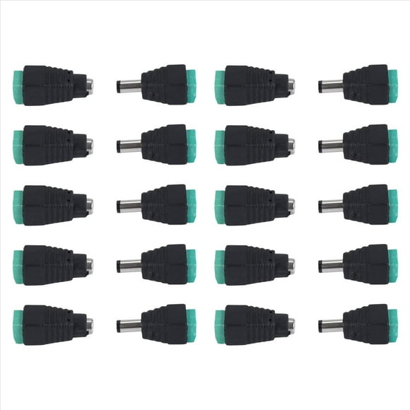 20 Pzs Macho Hembra 5,5 X 2,1 mm DC Enchufe Clavija UE Enchufe Fuente de Alimentacion para Camara de Vigilancia