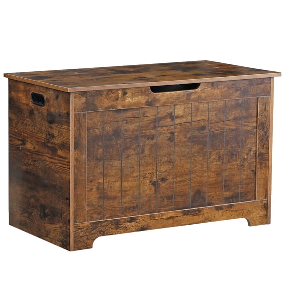 Favory Toy Box, Retro Wooden Look Storage Chest with Safety Hinge, Entryway Storage Bench Supports 397 lb, 30*15.7*19 in(LXWXH)Toy Chest Organizer, Easy Assembly(Rustic Brown)