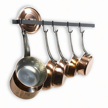 Wallniture Casto 30 Gourmet Kitchen Rail With 15 S Hooks For Hanging Kitchen Utensils Set And Cookware Iron Frosty Black