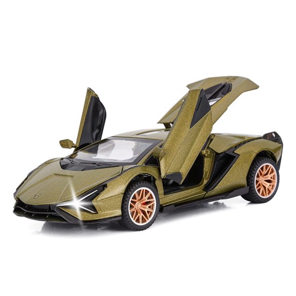 Toy Cars Diecast Metal Model Car with Light and Sound Pull Back Car Toys Age 3 Year Old (Blue)