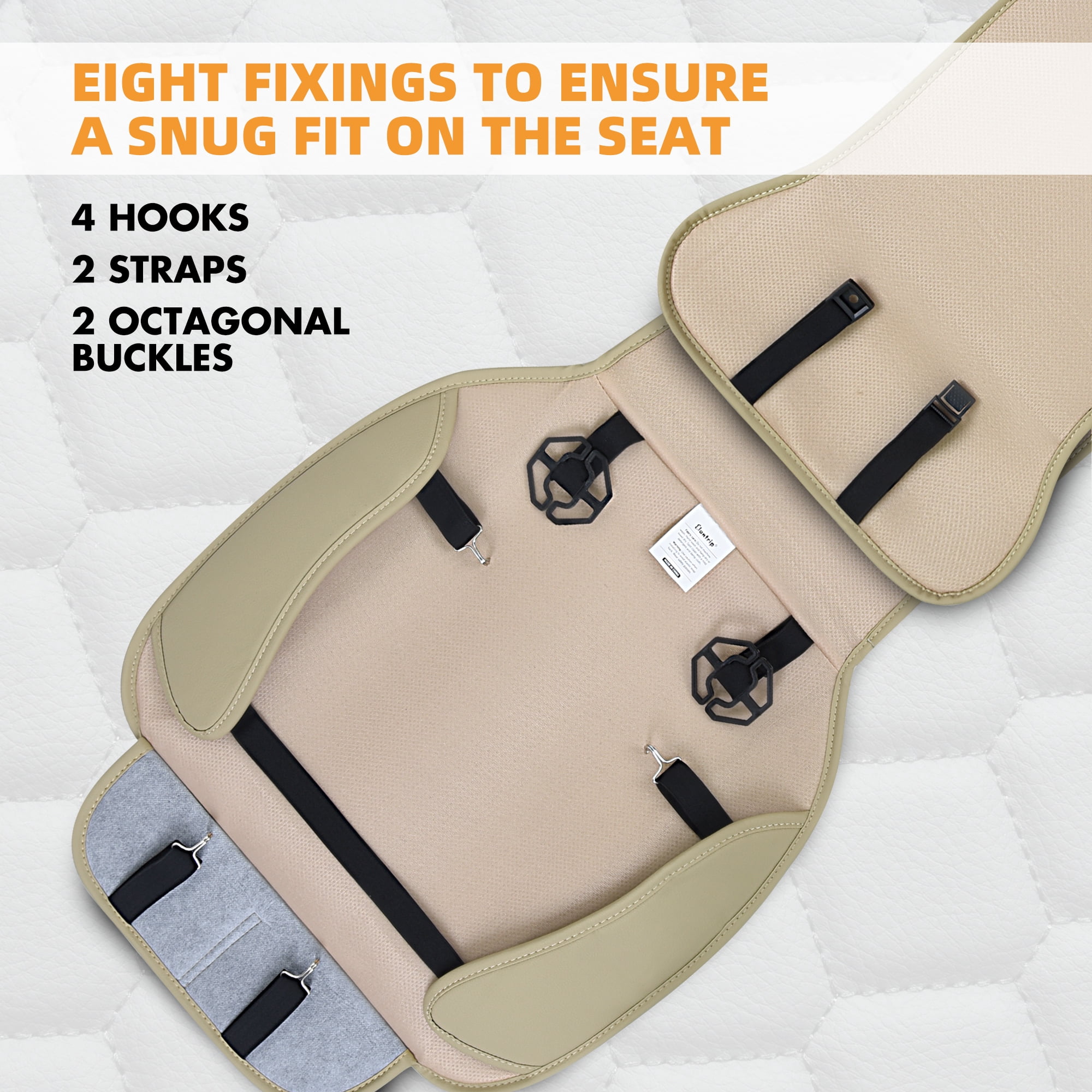 Elantrip 2PCs Front Car Seat Covers Leather Water Proof Seat Universal Fit for Most Cars SUVs Beige