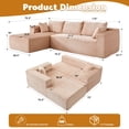 thumbnail image 2 of 110" Modular Sectional Sofa, Minimalist Boneless Couch, Corduroy L Shape Sofa, for Living Room, Bedroom, Beige, 2 of 10