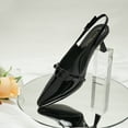 thumbnail image 2 of JENN ARDOR Women's Slingback Kitten Heels Pointed Closed Toe Buckle Strap Stiletto, 2 of 5
