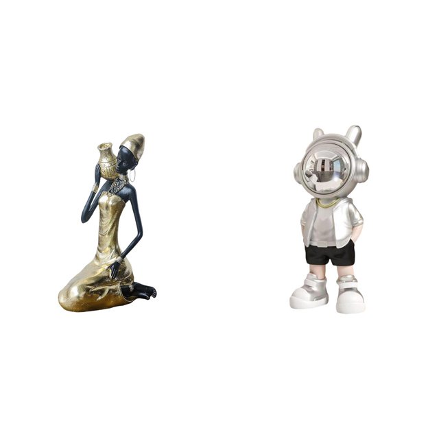 Estatua de la dama,Estatua de dama tribal africana,artesanías de cafetería hechas a mano,Adorno de resina artesanal de cultura africana,Figura de escritorio,Estante con estatua de astronauta