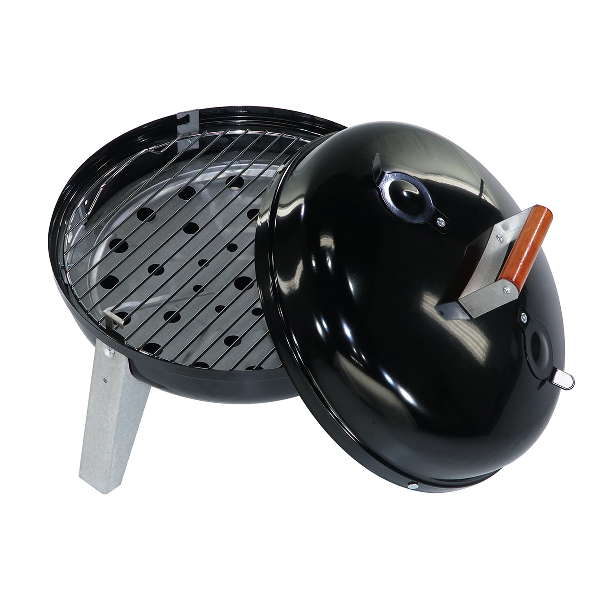 Americana Lock 'N Go Portable Steel Charcoal Grill, 176 Sq. In. Cooking Area, Black
