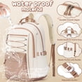 thumbnail image 4 of 3PCS Teen Backpacks Set with Lunch Pack Pencil Case, Lightweight Waterproof Daypack Travel Bookbag, Brown & Beige, 4 of 9