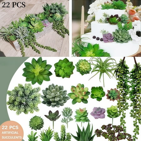 Artificial Plants 22 Pcs, Bulk Fake Succulents Set with Aloe and Cactus, Unpotted for DIY Garden Arrangement and Centerpiece