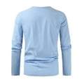 thumbnail image 3 of Honeeladyy Long Sleeve V-Neck Tops,Men's Cotton Linen Shirt Solid Long Sleeved V-neck Pocket Fashion Casual Shirt Top/shirt Blouse, 3 of 3