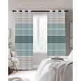 thumbnail image 3 of Teal Aqua Stripes Blackout Curtains 45 Inches Long for Bedroom, Modern Ombre Abstract Aesthetics Thermal Insulated Room Darkening Black Out Window Curtain Panels Grommet Drapes for Living Room, 3 of 8