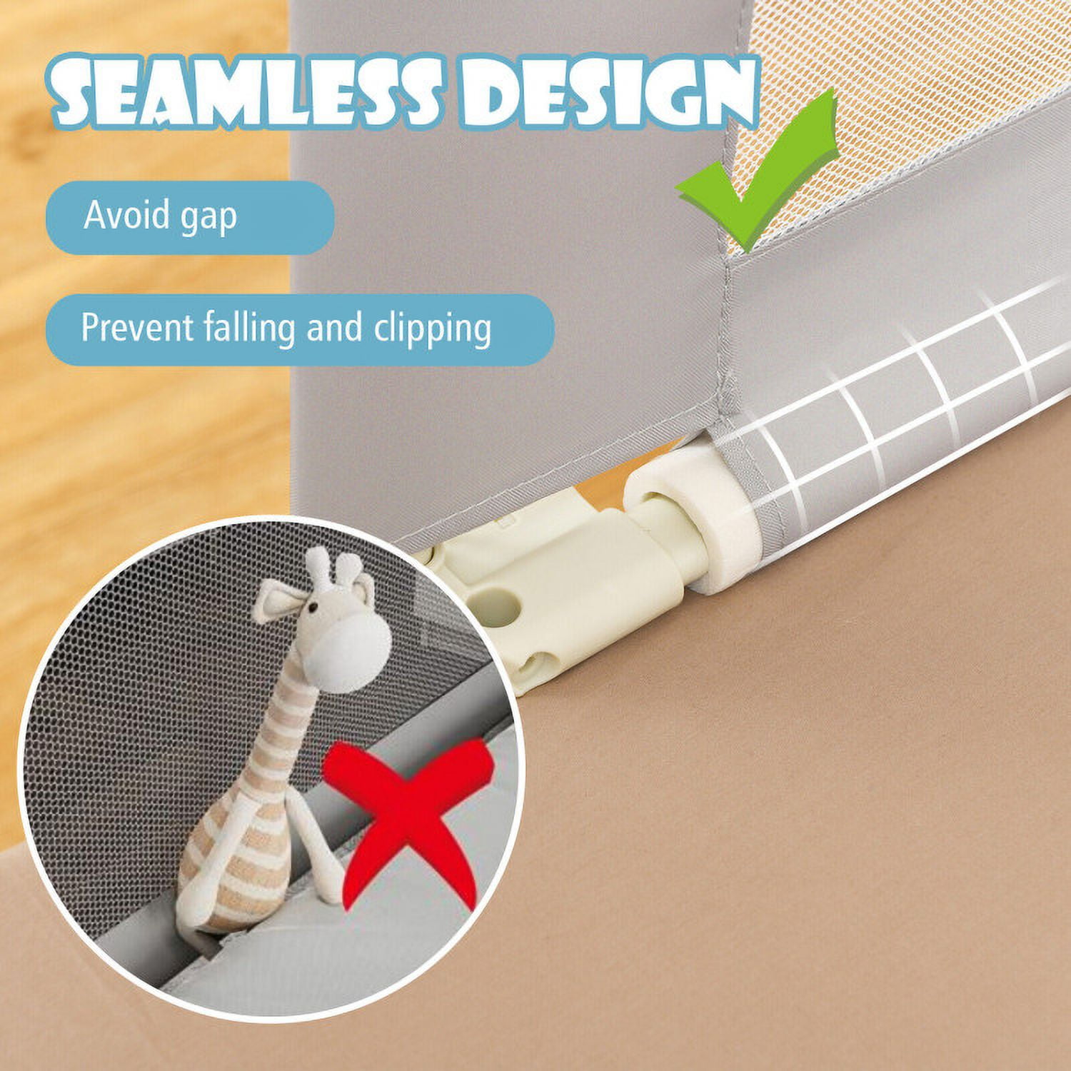 YYAo Bed Guard Rails,Bed Fence,Bed Gate for Baby,Vertical Lifting Baby Bedrail Guard with Double Safety Child Lock