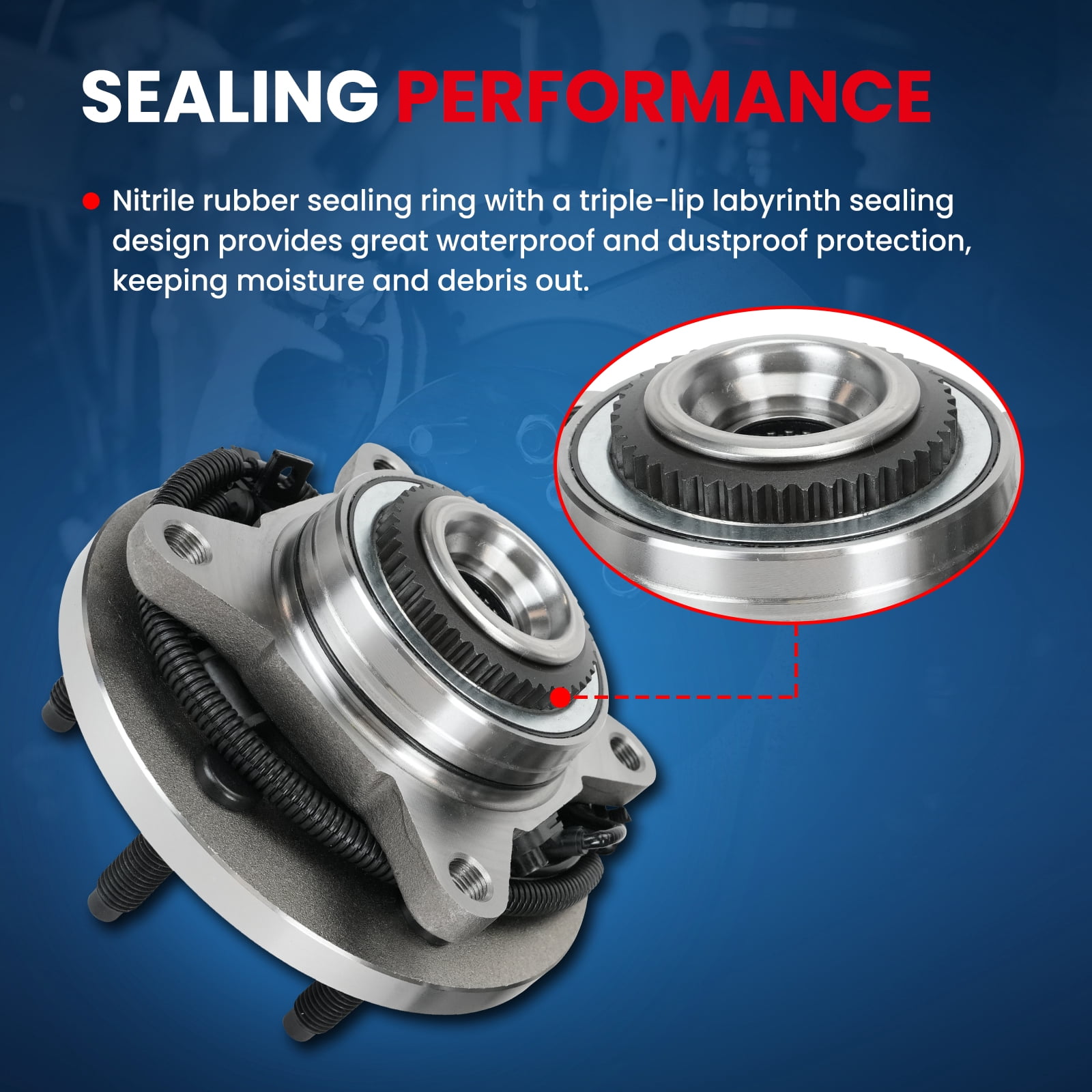 MOCA AUTOPARTS 515142 2x Front Wheel Hub Bearing Assembly Fit for 2010-2014 Ford F-150 6.2L & 2011-2014 Ford Expedition 5.4L & 2011-2014 Lincoln Navigator 5.4L 4WD
