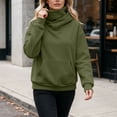 thumbnail image 5 of MaFYtyTPR Women's Cowl Neck Hoodie with Face Cover Casual Pullover Hooded Sweatshirt with Pocket Fall Winter Outdoor Warm Tops 01-Army Green L, 5 of 6