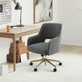 thumbnail image 2 of Modern Water and Stain Resistant Boucle Fabric Upholstered Rolling Task Chair Height Adjustable Swivel Vanity Chair, Gray, 2 of 5
