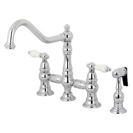 Kingston Brass Ks3271plbs Restoration 8 In Bridge Kitchen Faucet