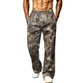 thumbnail image 2 of Baggy Hunting Camo Sweat Pants for Men Straight Wide Leg Elastic Waist Streetwear Jogger Pants Bronze M, 2 of 7