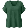 thumbnail image 4 of Sawvnm Plus Size Tops for Women's Fashion Casual Solid Button V Neck T-shirt Tops Blouse, 4 of 7