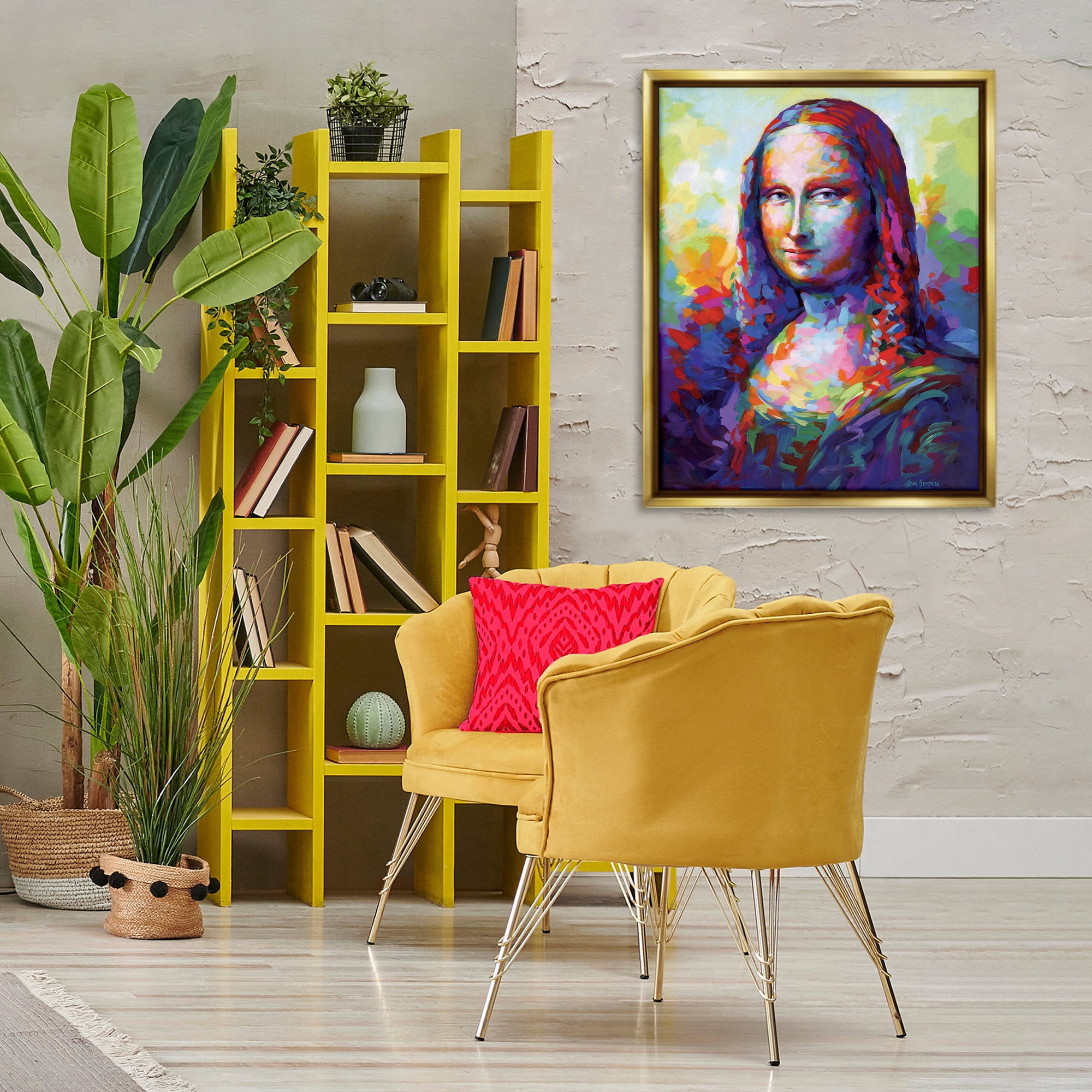 Stupell Industries Abstract Classic Painting Novelty Painting Gold Floater Framed Art Print Wall Art, 25 x 31