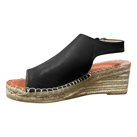 

LUOGENLI Female Platform Sandals Women Heel Size 4 Women s Toe Linen Woven Wedges Sandals Solid Color Fashion Casual Buckle Strap Leather Sandals Shoes 40