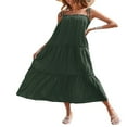 thumbnail image 3 of PENGXIANG Femmes d'Été Spaghetti Sangle Longue Maxi Robe Haut Bas Robe à Volants Étagée en Vrac Plage Fluide Robe Longue Abricot XL, 3 of 5