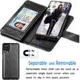 thumbnail image 3 of Galaxy A12 Case, Galaxy A12 Wallet Case, Tekcoo Luxury PU Leather Cash Credit Card Slots Holder Carrying Folio Flip Cover [Detachable Magnetic Hard Case] Kickstand for Samsung Galaxy A12 2021 [Black], 3 of 6
