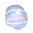 thumbnail image 2 of Disketp Striped Gradient Shower Caps,Reusable Shower Cap For Women, Double Layer Waterproof Hair Cap, Large Size For All Hair Lengths,For Girls Spa Home Salon Use, 2 of 9