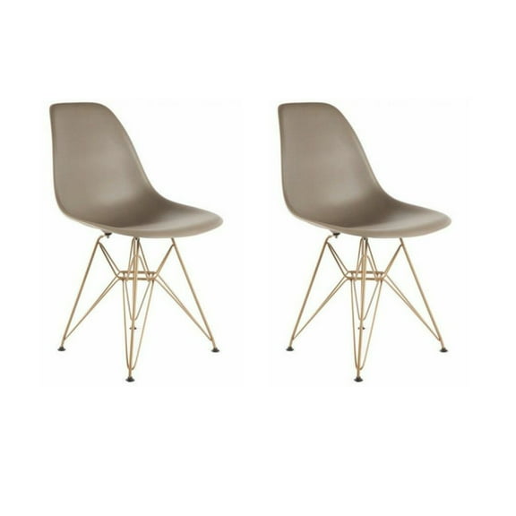 Eiffel Dining Chair with Gold Base - Taupe
