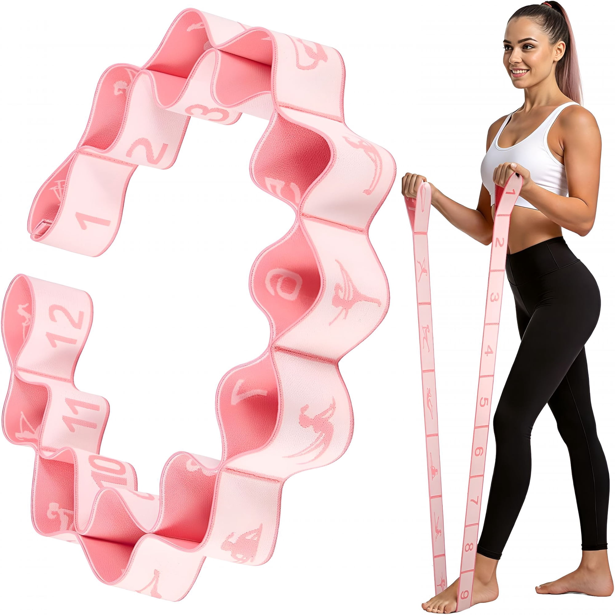 BESTSKY Resistance Bands,Stretch Band for Exercise,Physical Therapy,Rehab&Flexibility,Home Gym Equipment for Yoga,Pilates,Dance,Gymnastics,Number Loop Elastic Strap for Leg and Hip Stretches
