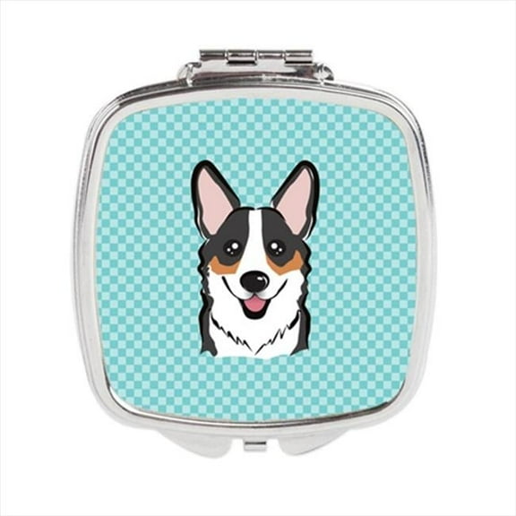 Carolines Treasures  Checkerboard Blue Corgi Compact Mirror - 2.75 x 3 x .3 In.