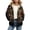 Black Christmas Print, variant on Blue Snowflake Print Women's Sherpa Lined Fuzzy Jacket, Warm Button Front Winter Outerwear, Long Sleeve Casual Coats with Pockets for Christmas Daily Wear