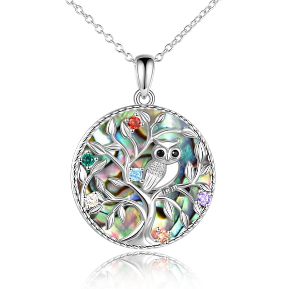 JUSORA Tree of Life Owl Necklace 925 Sterling Silver Owl Pendant Necklace Tree of Life Jewelry Gifts for Women