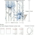 thumbnail image 4 of Blue Grey Watercolor Floral Shower Curtain, Flower Leaves Minimalist Aesthetic Art for Bathroom Decor, Waterproof Polyester with 12 Hooks,72x72 in, 4 of 7