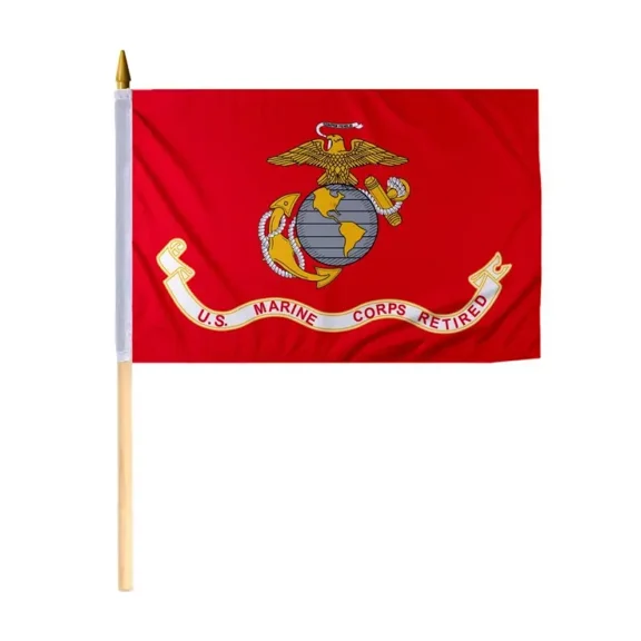 AGAS Marine Corps Retired 12x18 inch Polyester Stick Flag