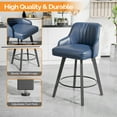 thumbnail image 3 of Zimtown Modern Swivel Barstools Set of 2, Padded PU Leather Bar Chairs 26" for Dining Room, Kitchen Island, Bar, Smoke Blue, 3 of 7