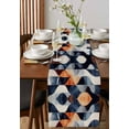 thumbnail image 4 of Navy Blue Burnt Orange Table Runner Cotton Linen 72 Inch Holiday Dresser Scarves, Geometric Retro Abstract Tablerunner for Kitchen Coffee Dining Bedroom Home Living Room Dinner Scarf Décor 13''x72'', 4 of 9