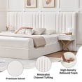 thumbnail image 4 of Queen Upholstered lift up Storage Bed Frame with Oversized Headboard, Built-in Nightstands and Wood Slat Support, No Box Spring Needed, Cream, 4 of 8