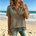 thumbnail image 3 of TGSLY Women's Work Golf Shirts Soft Breathable Collared Short Sleeve Tops Relaxed Dressy Casual Half Button Down Solid Color Blouses L, 3 of 7
