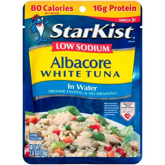 StarKist Low Sodium White Albacore Tuna in Water, 2.6 Ounce Pouch