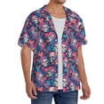 thumbnail image 4 of Honeii 's flower Skull leaf colorful for men's short-sleeved button-up collared shirt featuring a pocket, perfect for beach vacations, and travel adventures., 4 of 5