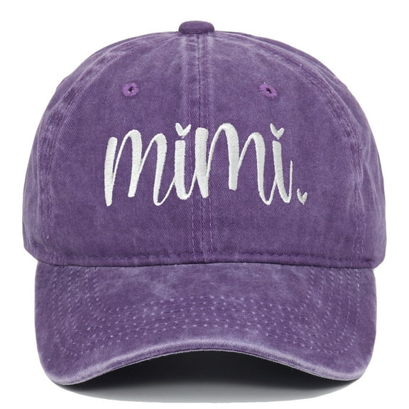 Washed Distressed Adjustable Sun Hats For Women MIMI Embroidery Baseball Cap