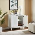 thumbnail image 3 of JERFIT Mid-Century Modern 2 Door Storage Cabinet with Fluted Fronts, White Accent Console Cabinet for Entryway, Dining Room & Living Room, 3 of 6