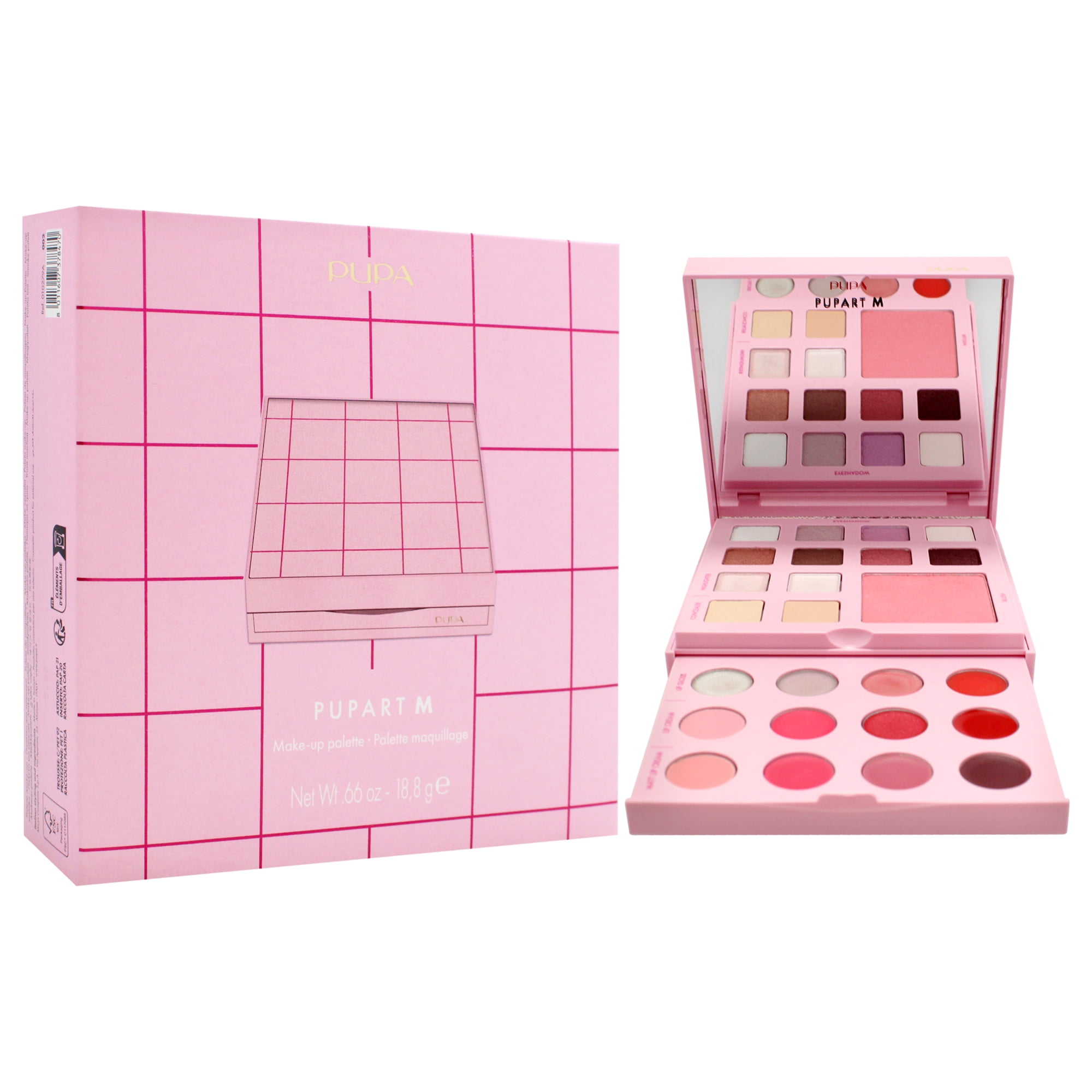 Pupa Milano Pupart M Make-Up Palette, Girls Makeup Kit, 002 Pink, 0.4 oz