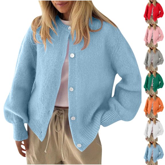 Bxsruta Womens Cardigan Sweater Button Down Long Sleeve Knit Casual Open Front Layered Tops