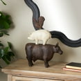 thumbnail image 3 of 10" x 14" Brown Polystone Stacked Farm Animals Sculpture with Cream Accent, by DecMode, 3 of 14