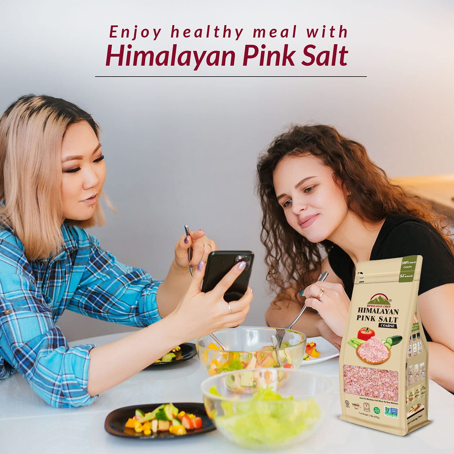 Himalayan Chef Pink Salt, Coarse Grain, All Purpose Seasoning and Grinder Refill 1 lb (Pack of 6)
